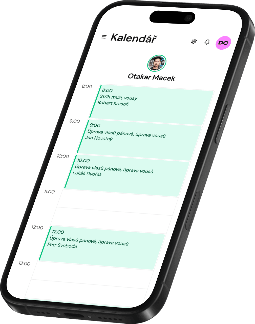 Booking app preview on phone — foreground layer